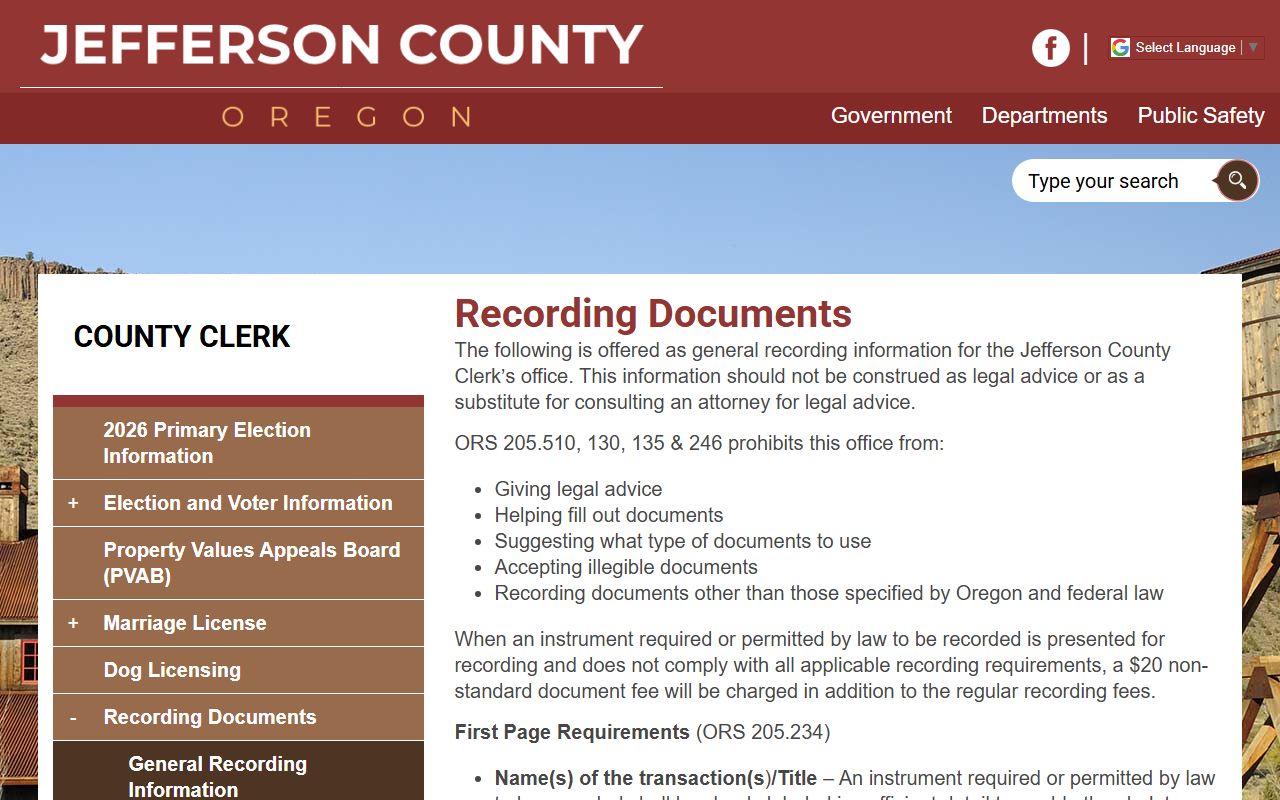 Jefferson County County Clerk records recording documents and copy fees