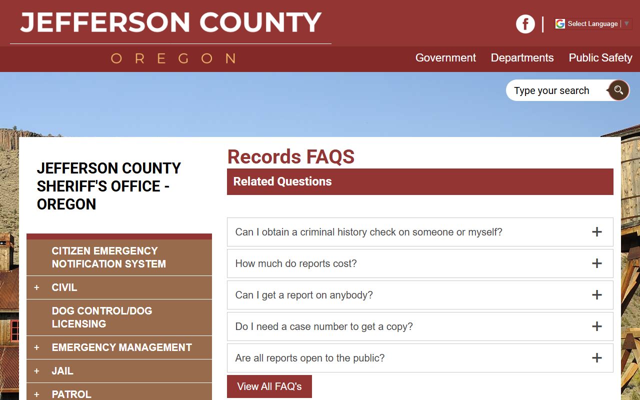 Jefferson County arrest records sheriff records FAQs