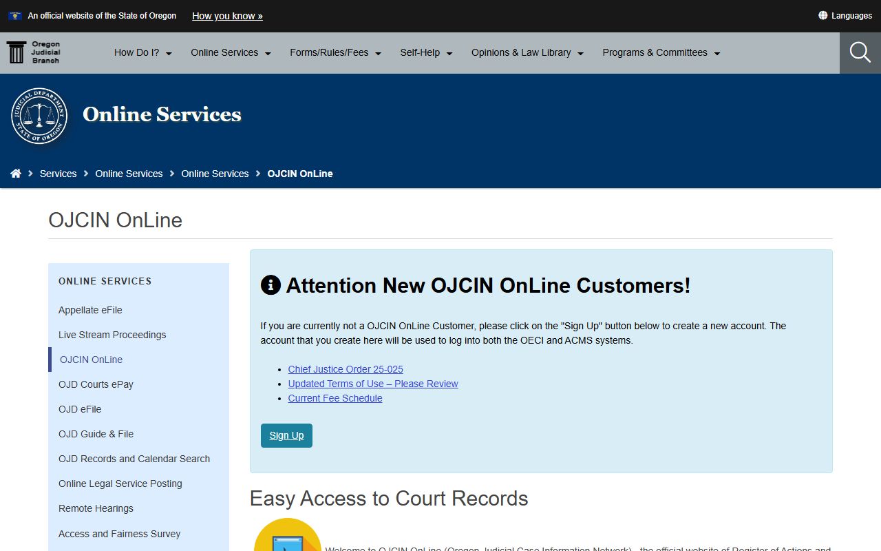Jefferson County court records OJCIN subscription access