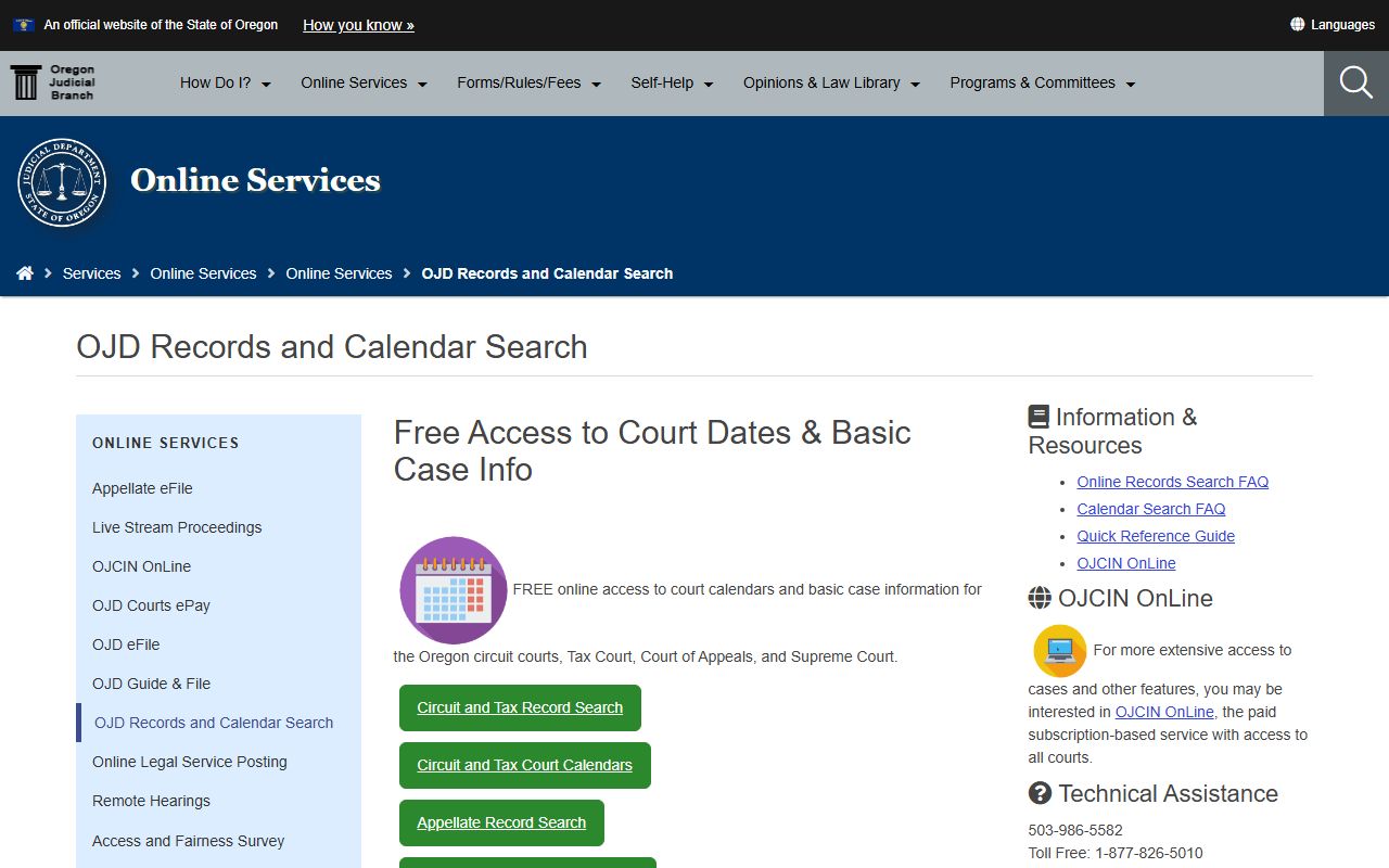 Jefferson County court records OJD records and calendar search