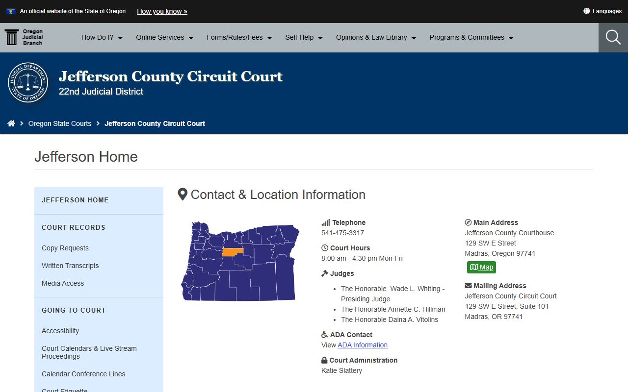 Jefferson County court records courthouse contact page