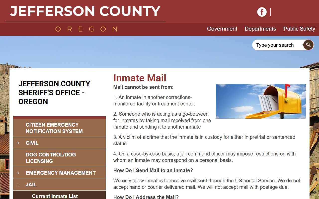 Jefferson County inmate records mail rules