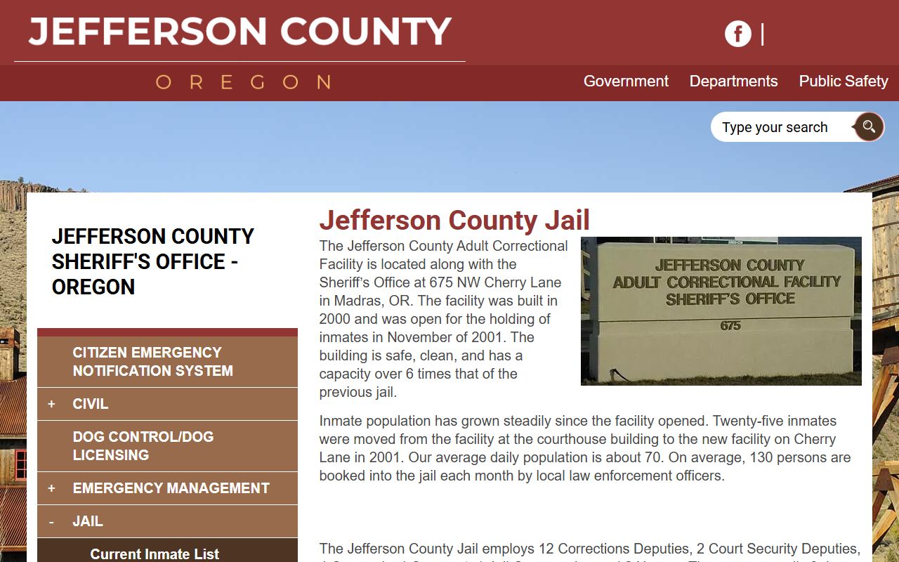 Jefferson County inmate records jail facility
