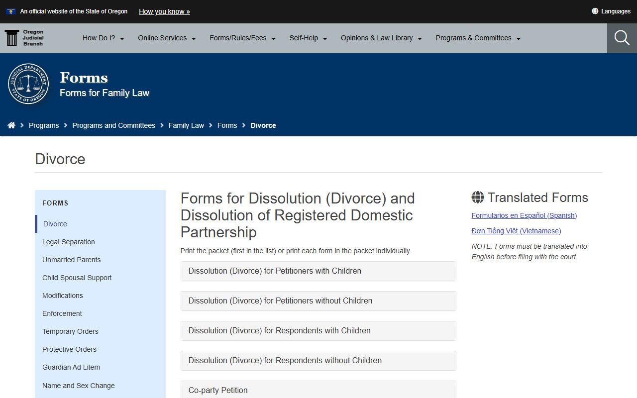 Jefferson County divorce records Oregon divorce forms