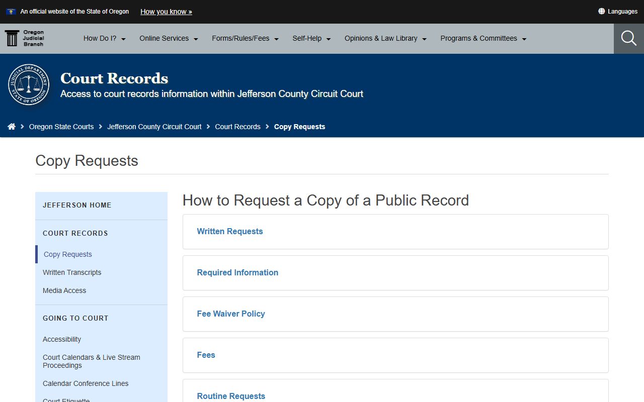 Jefferson County probate records circuit court copy requests