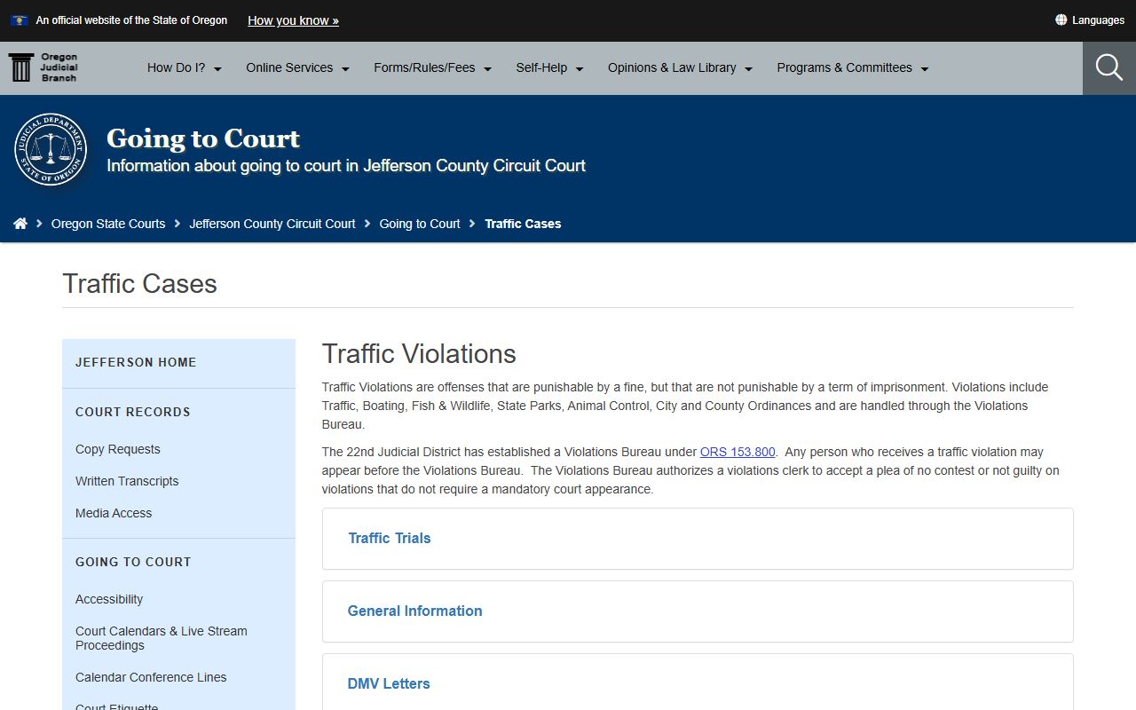 Jefferson County traffic court records traffic cases