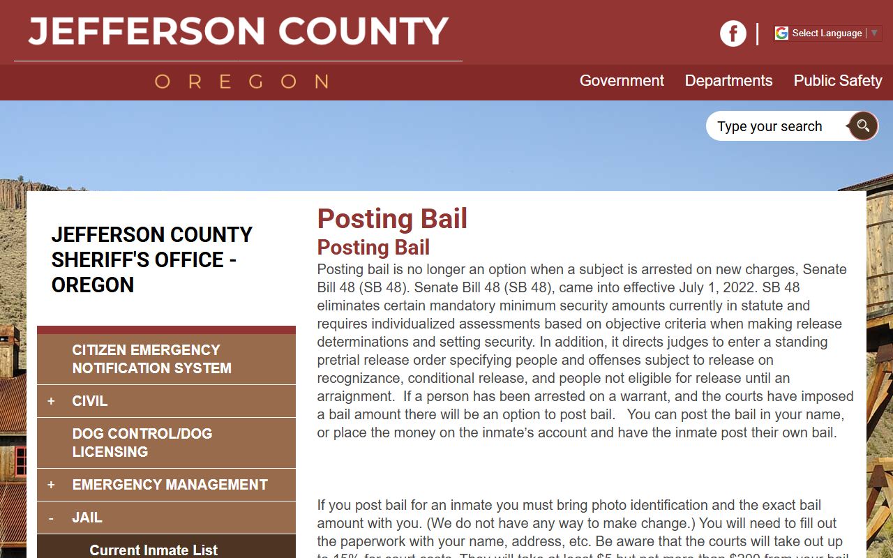 Jefferson County warrant records sheriff bail information