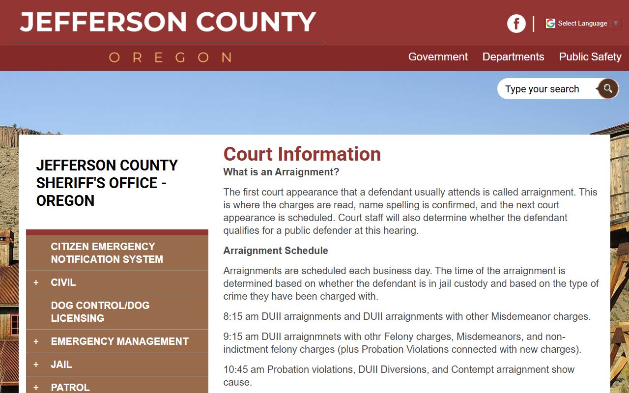 Jefferson County warrant records sheriff court information